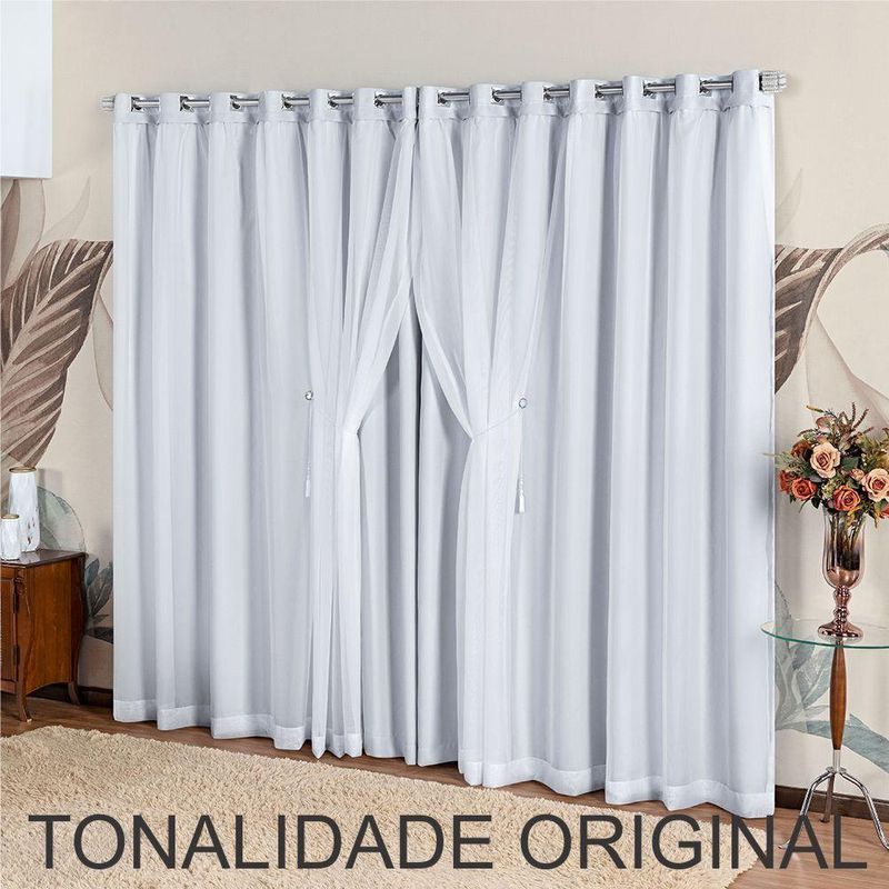 Cortina Realeza para Varão 3,00m X 2,50m Poliéster para Decoração Gelo