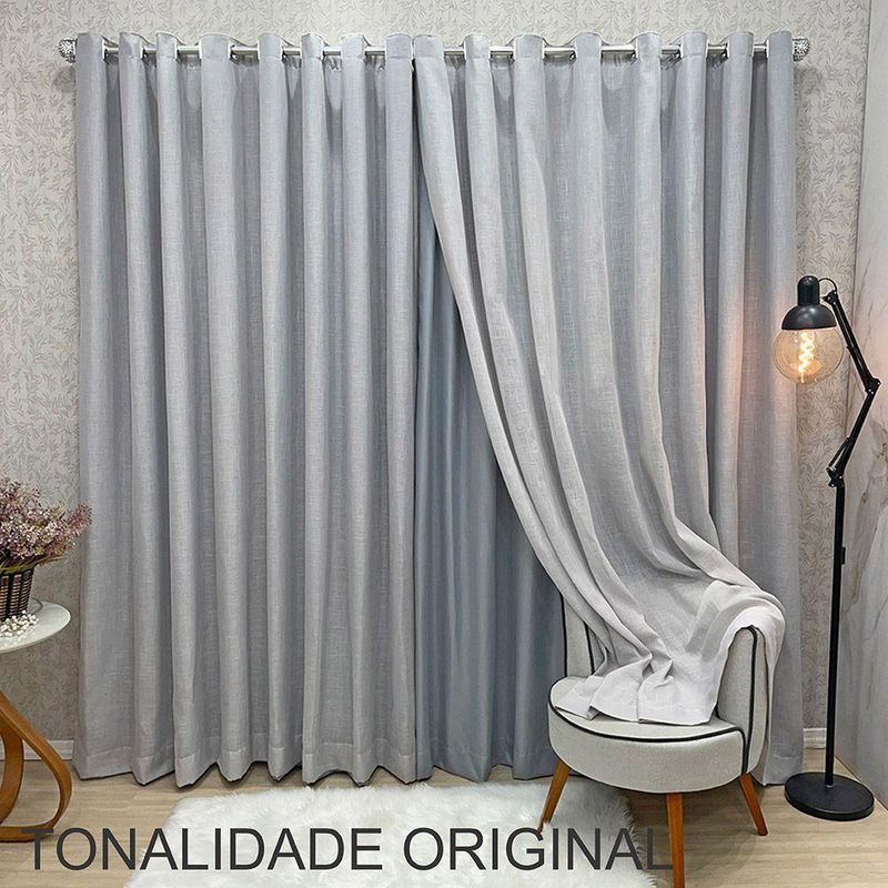 Cortina Athenas para Varão Poliéster para Decoração Cinza