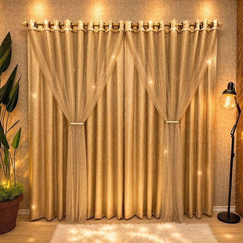 Cortina Premyer Linha Nobre Poliéster para Decoração Bronze