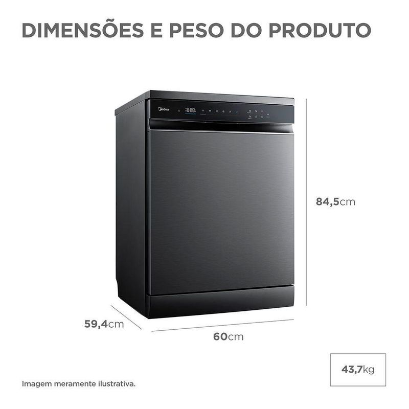 Lava-Louças Midea Smart Home Black Inox 127V 16 Serviços MDWEF1633GBS1