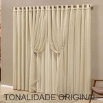 Cortina Canaã Linha Nobre Poliéster para Sala Palha