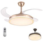 Ventilador de Teto com Luz LED Mundo LGBT 85W 50CM 4 Pás 6 Velocidades Branco FL03 Cristal Bivolt