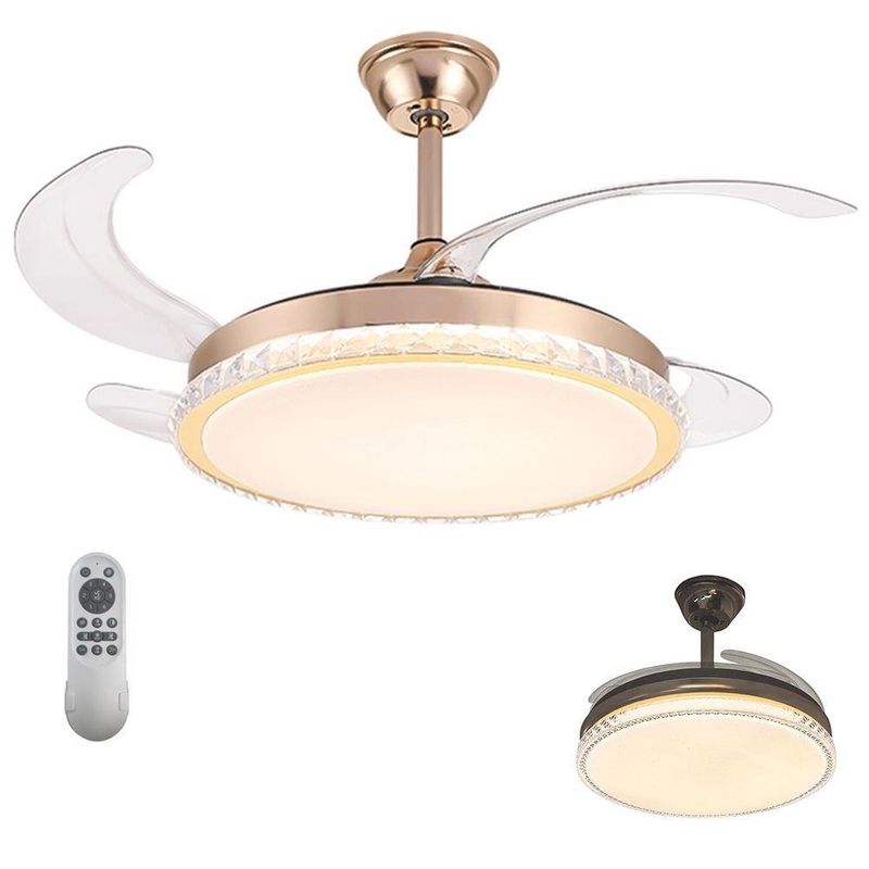 Ventilador de Teto com Luz LED Mundo LGBT 85W 50CM 4 Pás 6 Velocidades Branco FL03 Cristal Bivolt