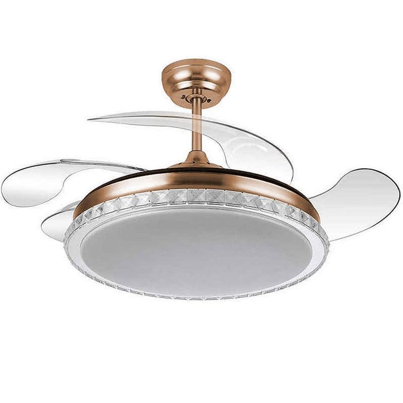 Ventilador de Teto com Luz LED Mundo LGBT 85W 50CM 4 Pás 6 Velocidades Branco FL03 Cristal Bivolt