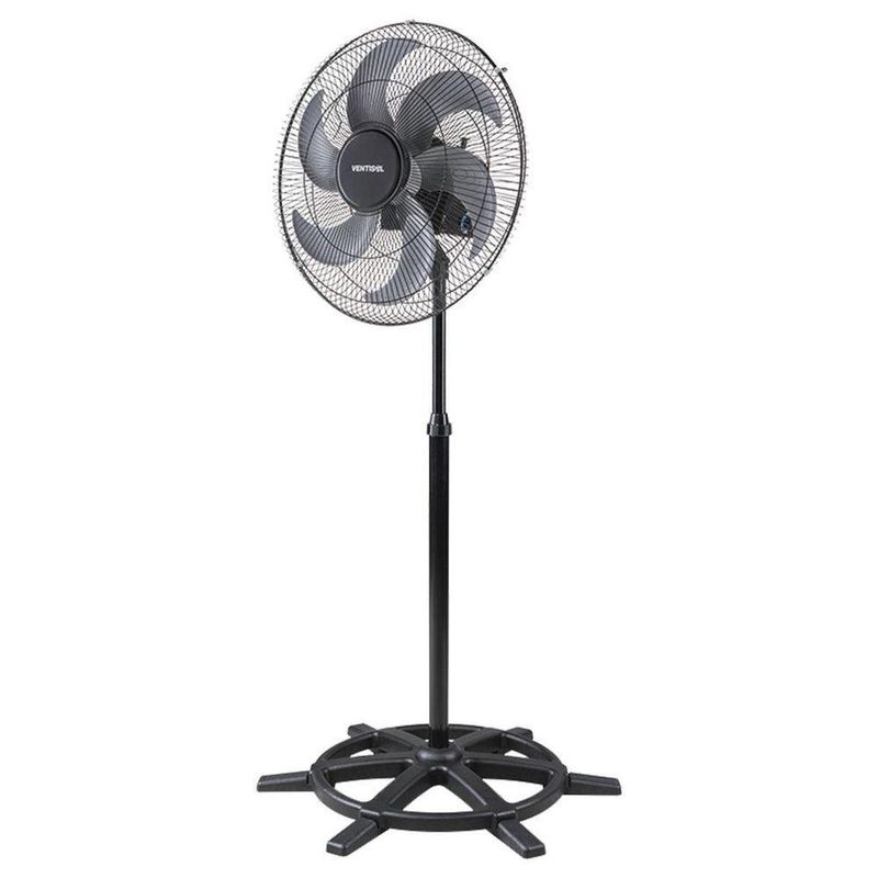 Ventilador Osc De Coluna Steel 50cm 6 Pás - Bivolt Preto-prata