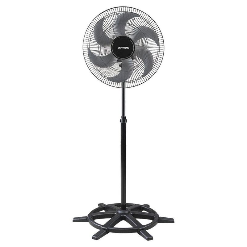 Ventilador Osc De Coluna Steel 50cm 6 Pás - Bivolt Preto-prata