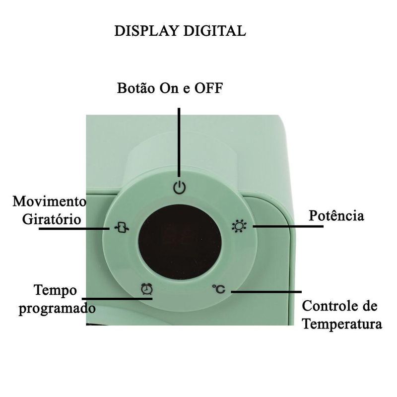 Aquecedor Elétrico BSL3811 Cerâmico 2000W Controle Remoto Ambiente Interno Verde Ideal Importados