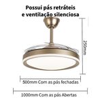 Ventilador de Teto com Luz LED AB Mídia 50W 50CM 4 Pás 6 Velocidades Branco FL03 Bivolt