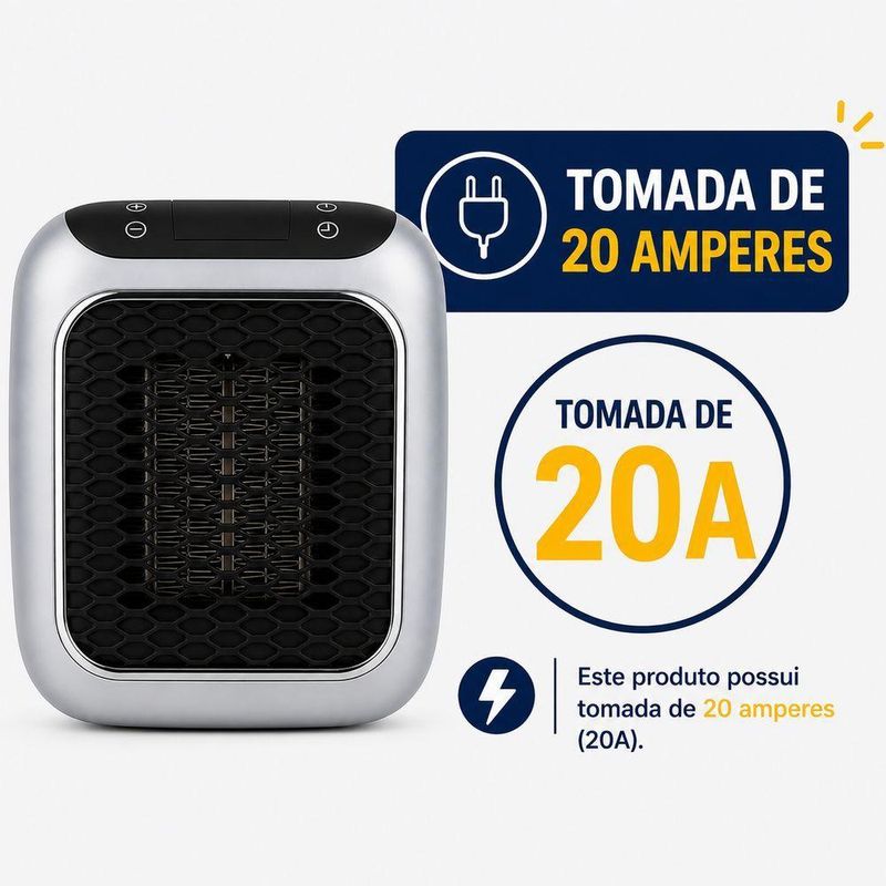 Mini Aquecedor Portátil Elétrico Display Digital Timer Termostato Quarto Escritório Silencioso