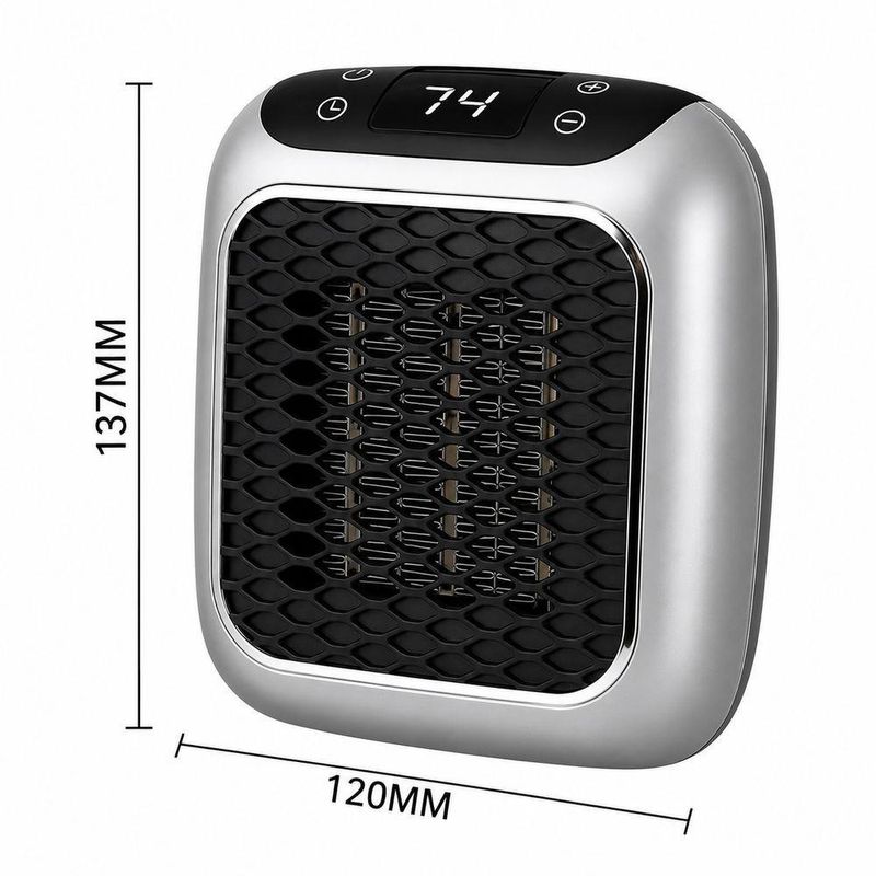 Mini Aquecedor Portátil Elétrico Display Digital Timer Termostato Quarto Escritório Silencioso