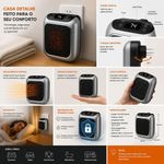 Mini Aquecedor Portátil Elétrico Display Digital Timer Termostato Quarto Escritório Silencioso
