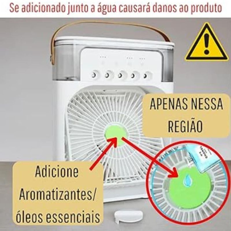 Ventilador Portátil de Mesa Mini Ar Condicionado Umidificador Utimix Branco 3 Velocidades 5V