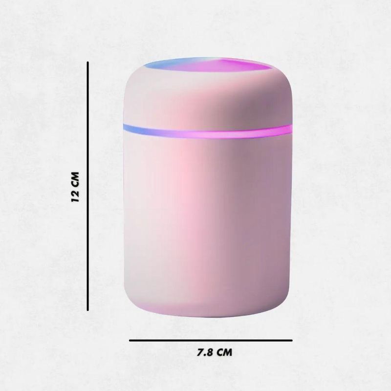 Umidificador Portátil Ultrassônico Usb Utimix 300ML com Luminária Led Difusor de Aroma Rosa