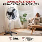 Ventilador de Coluna Casa Lys 210W 60CM 3 Pás Preto Vellum Bivolt