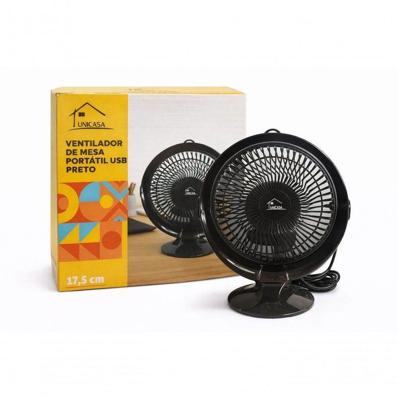 Ventilador de Mesa Portátil Unicasa Móveis 5V 15CM 3 Pás 1 Velocidade Branco 110V
