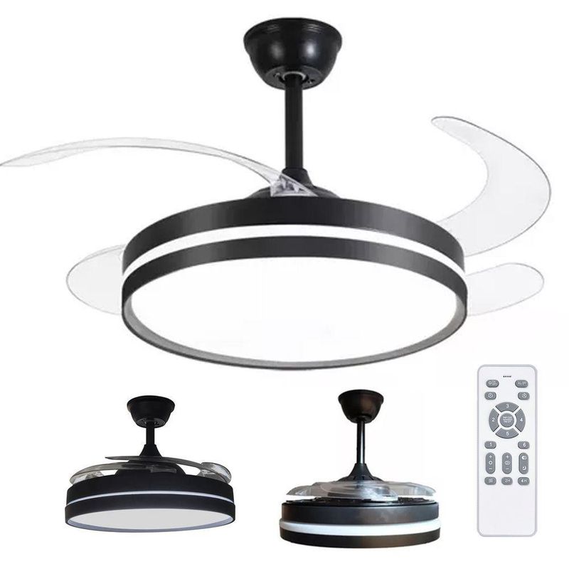 Ventilador de Teto com Luz LED Leva Pra Malhar 50W 50CM 4 Pás 6 Velocidades Branco FL03 Bivolt