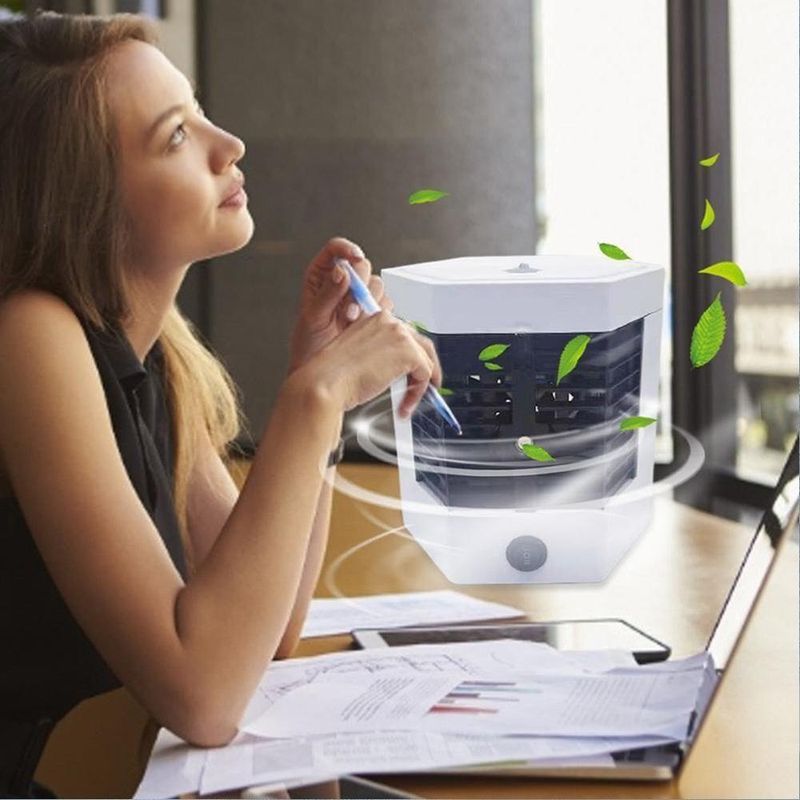Mini Climatizador de Ar Portátil 0,3L 70W Branco Air Cooler USB Bivolt