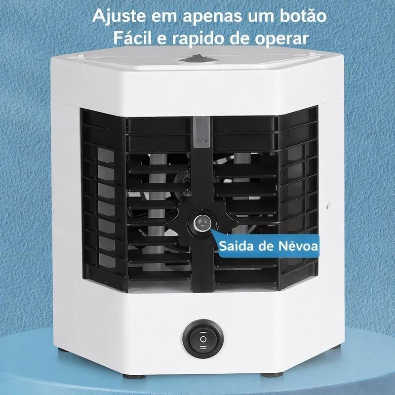 Mini Climatizador de Ar Portátil 0,3L 70W Branco Air Cooler USB Bivolt