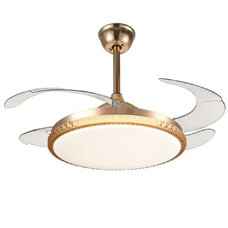 Ventilador de Teto com Luz LED Leva Pra Casa 50W 50CM 4 Pás 6 Velocidades Branco FL03 Cristal Bivolt