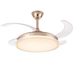 Ventilador de Teto com Luz LED Leva Pra Casa 50W 50CM 4 Pás 6 Velocidades Branco FL03 Cristal Bivolt