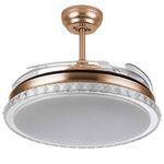 Ventilador de Teto com Luz LED Leva Pra Casa 50W 50CM 4 Pás 6 Velocidades Branco FL03 Cristal Bivolt