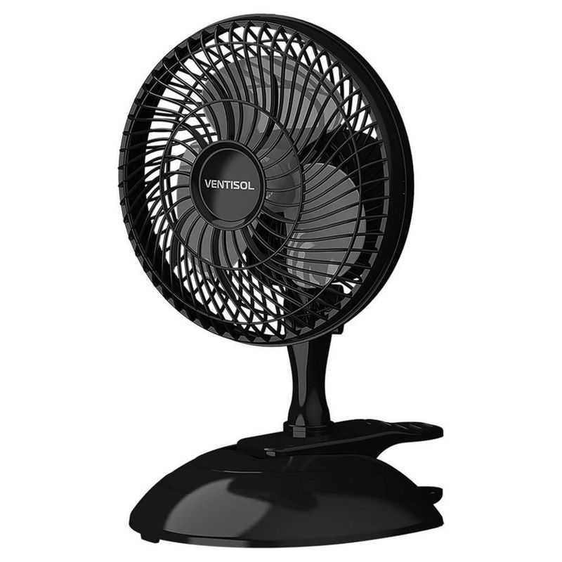 Mini Ventilador Ventisol 3 Velocidades 20CM 3 Pás Preto 220V