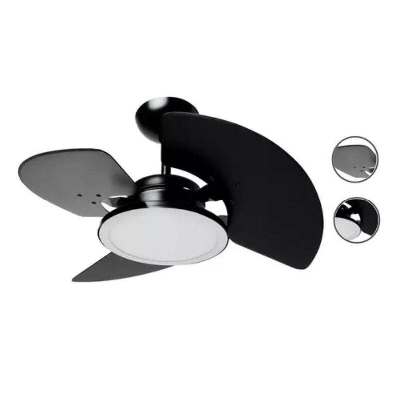 Ventilador de Teto Tron 130W 3 Pás Preto Aventador LED 110V