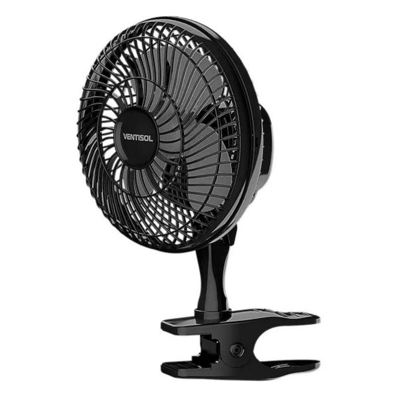 Mini Ventilador Ventisol 3 Velocidades 20CM 3 Pás Preto 220V