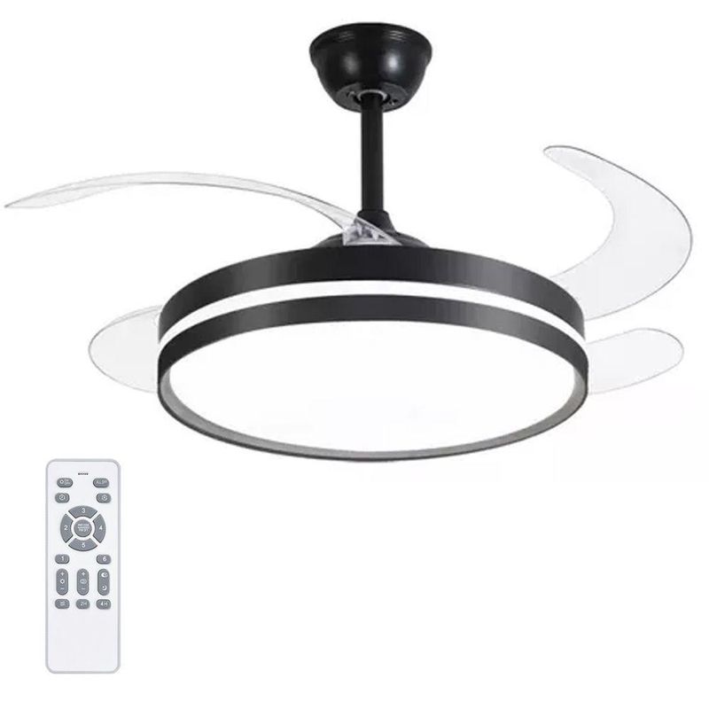Ventilador de Teto com Luz LED AB Mídia 50W 120CM 4 Pás 6 Velocidades Branco FL03 Bivolt