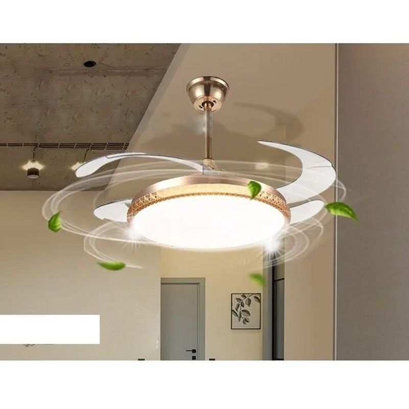 Ventilador de Teto com Luz LED AB Mídia 50W 50CM 4 Pás 6 Velocidades Branco FL03 Cristal Bivolt