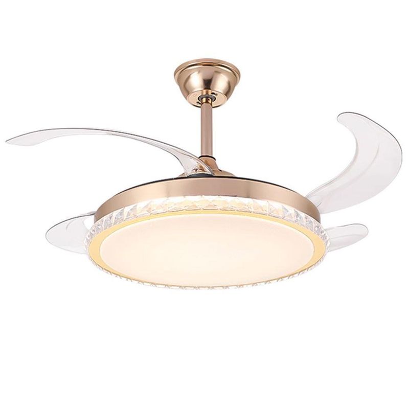 Ventilador de Teto com Luz LED AB Mídia 50W 50CM 4 Pás 6 Velocidades Branco FL03 Cristal Bivolt