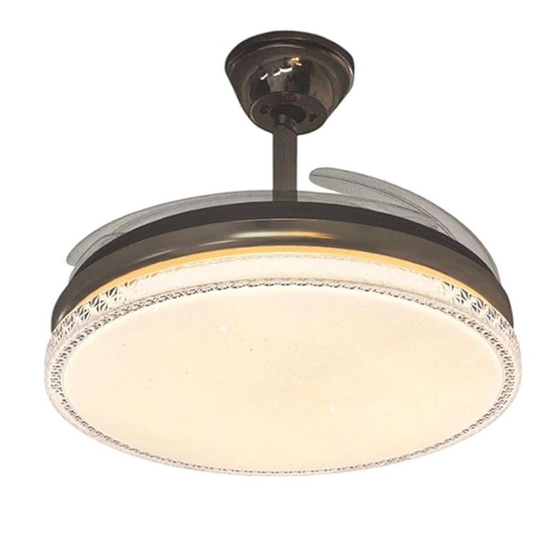 Ventilador de Teto com Luz LED AB Mídia 50W 50CM 4 Pás 6 Velocidades Branco FL03 Cristal Bivolt