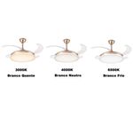 Ventilador de Teto com Luz LED AB Mídia 50W 50CM 4 Pás 6 Velocidades Branco FL03 Cristal Bivolt