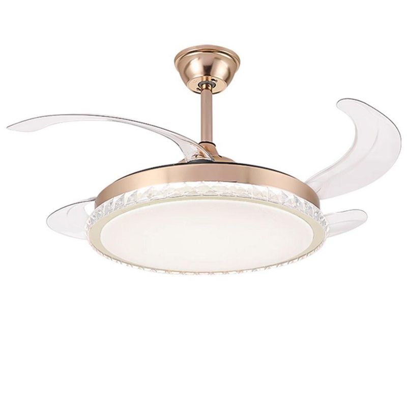 Ventilador de Teto com Luz LED AB Mídia 50W 50CM 4 Pás 6 Velocidades Branco FL03 Cristal Bivolt