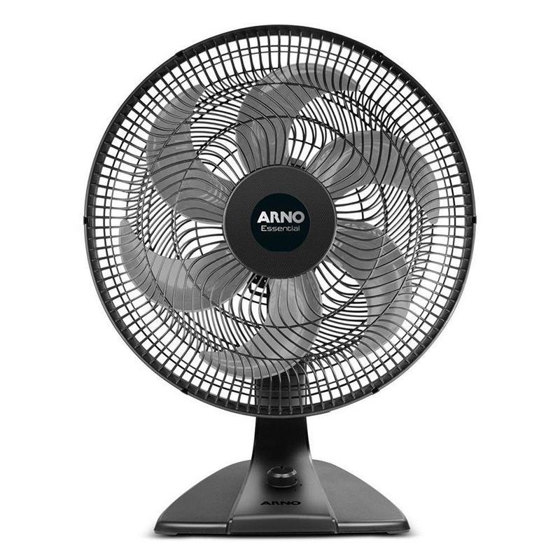 Ventilador de Mesa Arno 140W 6 Pás 3 Velocidades VD2E Essential Preto com Cinza 110V