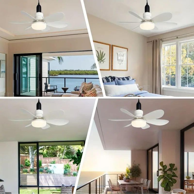 Mini Ventilador de Teto com Lâmpada LED Utimix 60W Silencioso Bocal E27 Bivolt