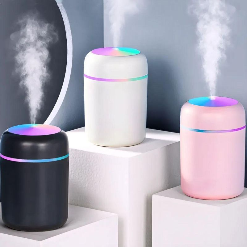 Umidificador de Ar Portátil Usb Rosa 300ML Ultrassônico Utimix Luminária LED Difusor de Aroma