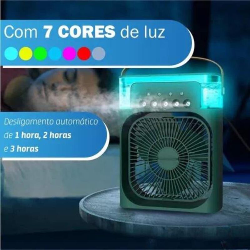 Ventilador Portátil de Mesa Mini Ar Condicionado Umidificador Utimix 3 Pás Verde 5V