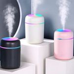 Umidificador de Ar Portátil Usb Rosa 300ML Ultrassônico com Luminária LED Difusor de Aroma Utimix