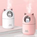 Umidificador de Ar Umidificador Aromatizador Difusor Infantil Gatinho Utimix 0,3L Rosa Luz RGB