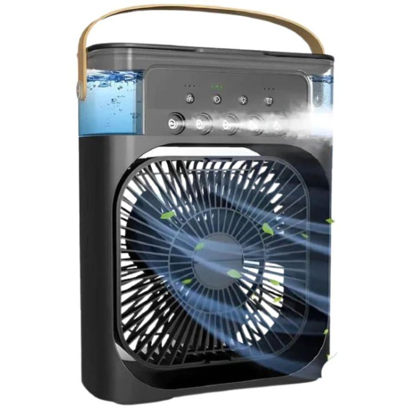 Ventilador Portátil de Mesa Mini Ar Condicionado Umidificador Utimix Preto 3 Velocidades 5V