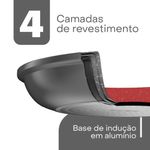 Frigideira lyor de alumínio e cerâmica granilite vermelha 24