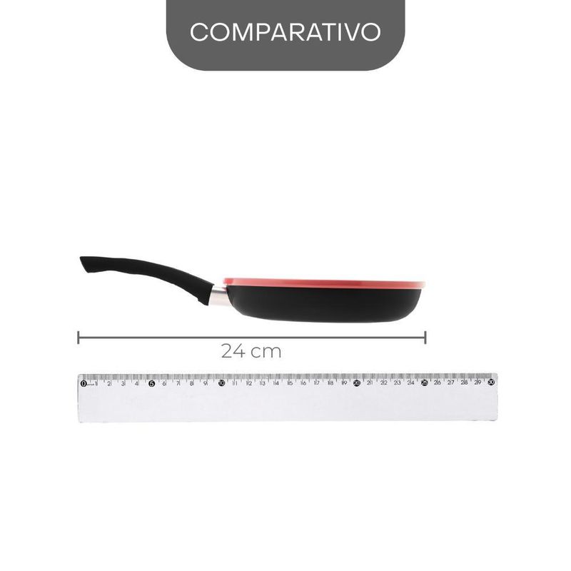 Frigideira lyor de alumínio e cerâmica granilite vermelha 24
