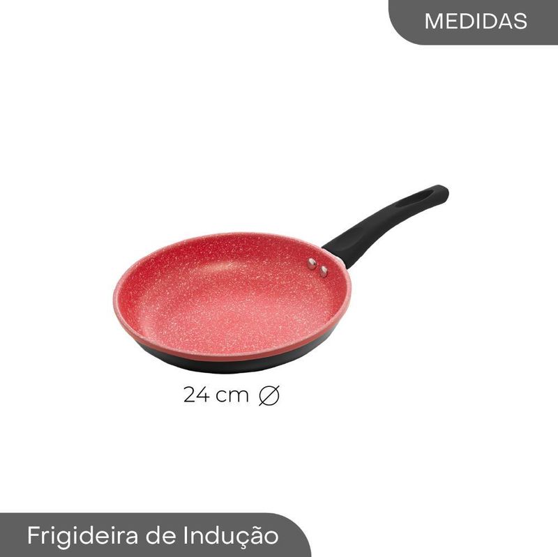 Frigideira lyor de alumínio e cerâmica granilite vermelha 24