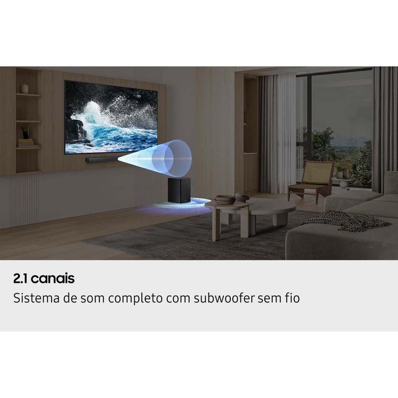 Soundbar samsung hw-b450f/zd 300w bluetooth 21 canais dolby audio titan black