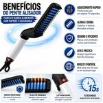 Pente Alisador de Cabelo e Barba Masculino Elétrico Cerâmica Utimix Bivolt