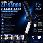 Pente Alisador de Cabelo e Barba Masculino Elétrico Cerâmica Utimix Bivolt