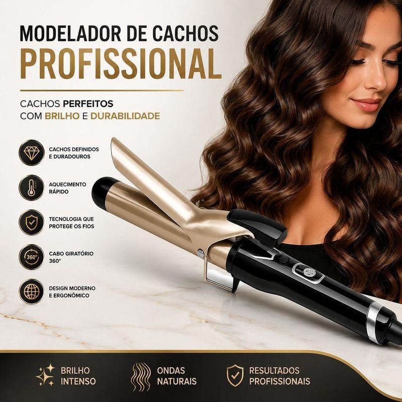 Modelador de Cachos Profissional Cerâmico Aquecimento Rápido Controle de Temperatura Utimix Bivolt