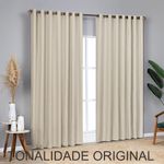 Cortina Blackout Linho Linha Nobre Poliéster para Sala Areia