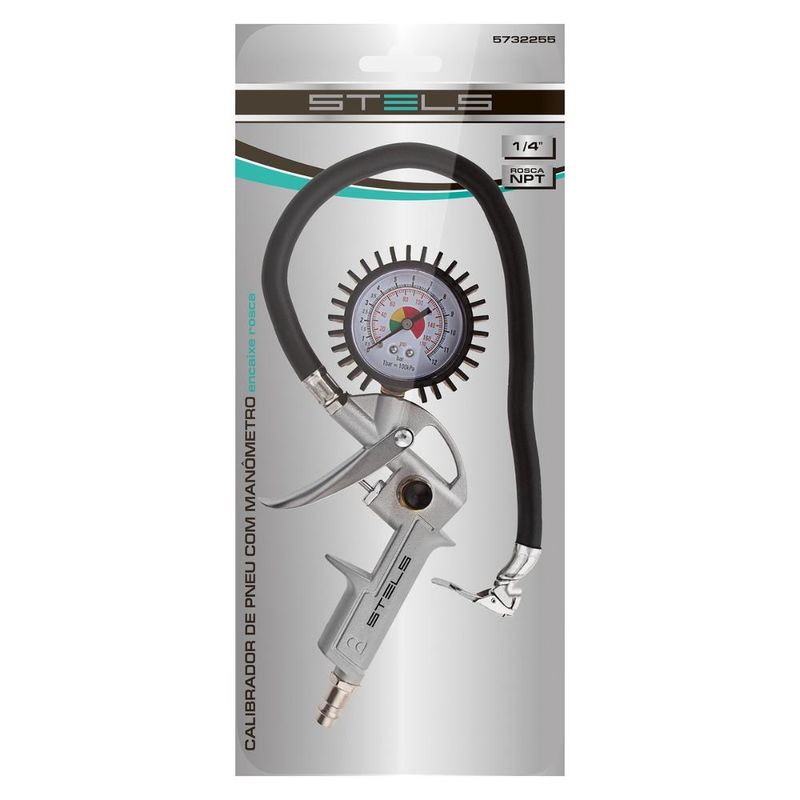 Calibrador de pneus pneumático 1/4 npt 8 bar 230 l/min stels 5732255